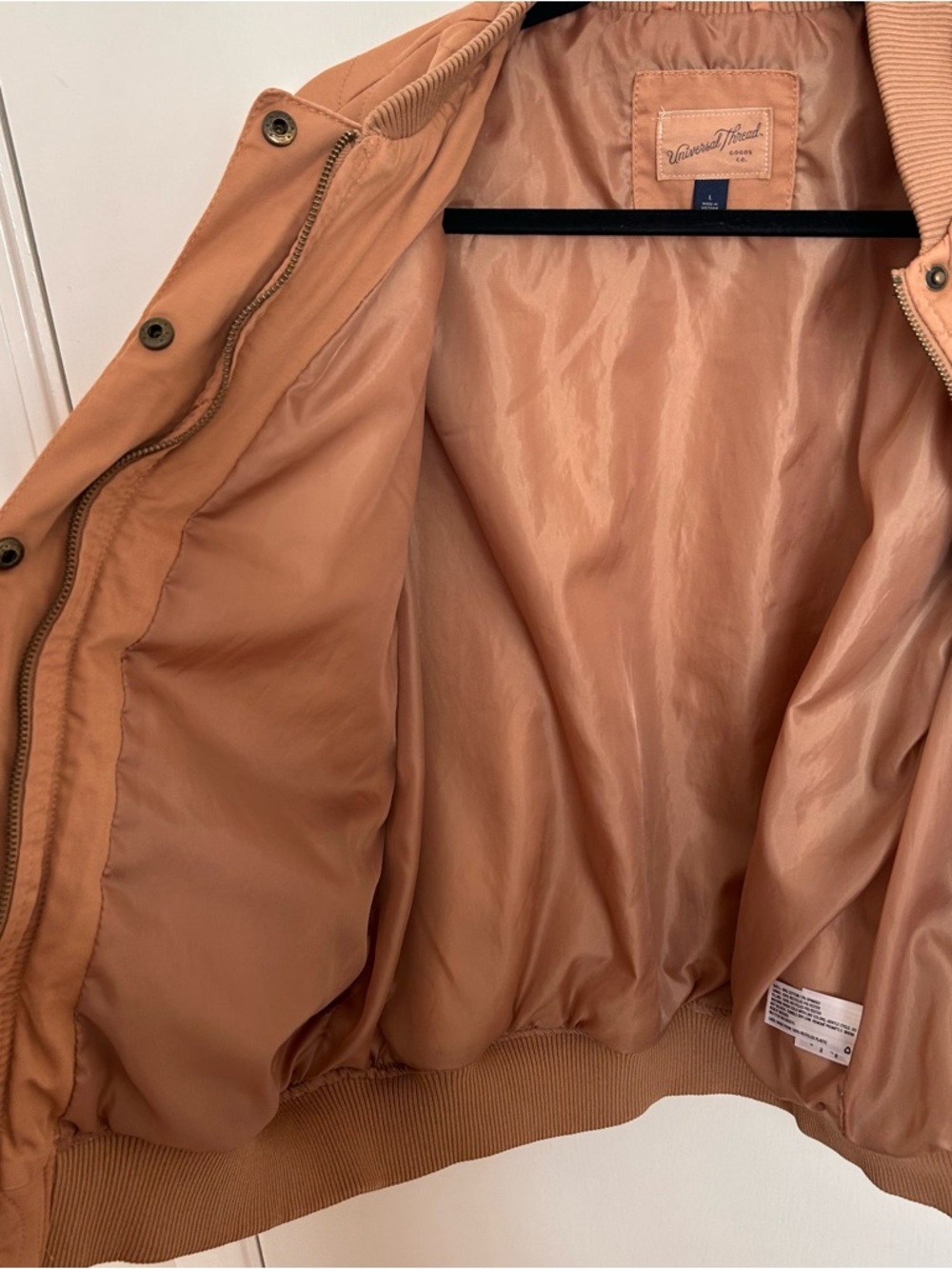 Universal Thread Quilted Bomber Jacket - Peach/Tan - Picture 4 of 8